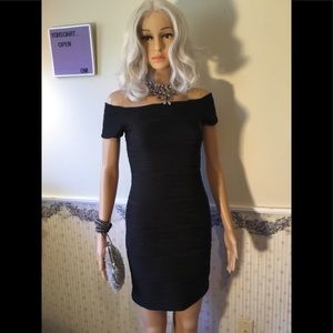 Black Body Central mini dress off-shoulder texture